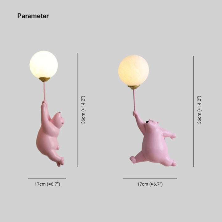 Modern bear wall sconce, a charming LED light adding a cozy accent to kids' room decor.