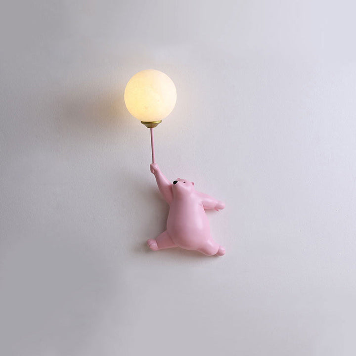 Cute bear wall lamp, LED lighting for a nursery, bedroom, or a playful kids' room accent.