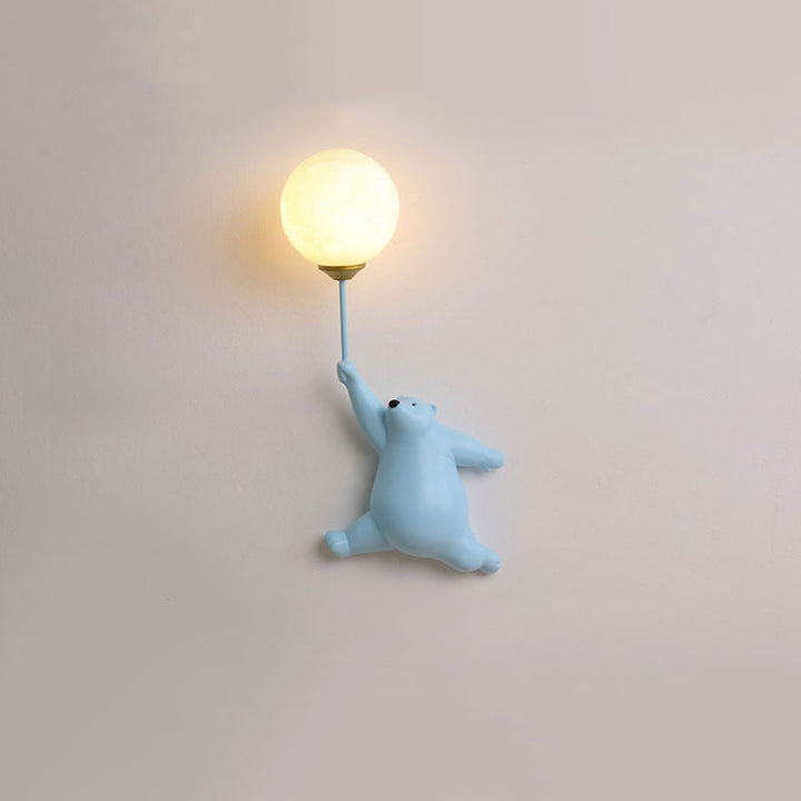 Animal-themed bear wall sconce, a decorative LED lamp for cheerful kids' room lighting.