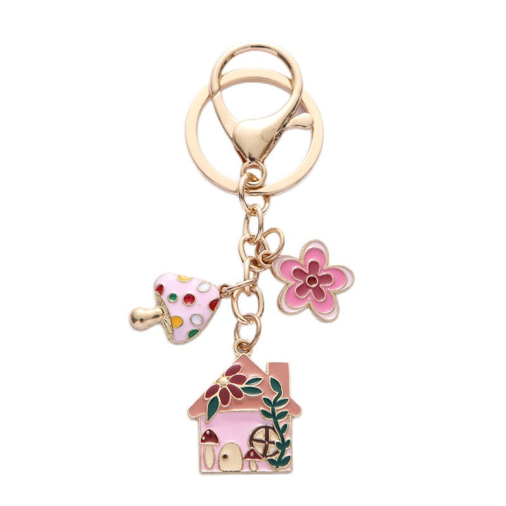 Detailed floral house charm keychain, a lovely keyring and bag charm for women. Great gift.