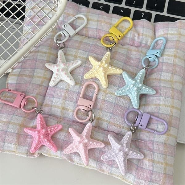 Unique star keyring, perfect as a bag charm or for keys. A colorful and durable fashion accessory gift.