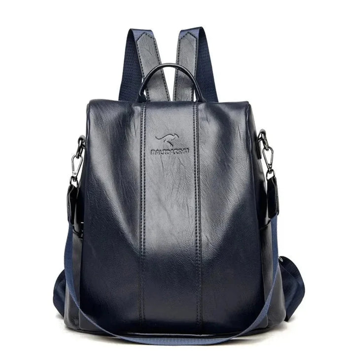 Secure anti-theft women's leather travel backpack, a versatile handbag to keep essentials safe.