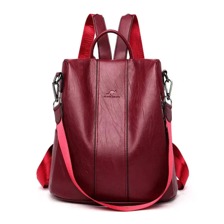 Versatile women's anti-theft leather backpack, wear as a shoulder or crossbody bag for chic travel.