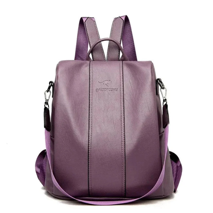 Elegant women's PU leather anti-theft backpack, sleek design, secure for daily essentials & fashion.
