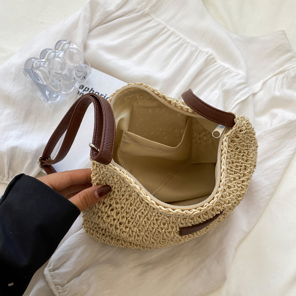 Versatile women's beige crossbody shoulder handbag, structured & stylish. Perfect casual bag for daily use or summer.
