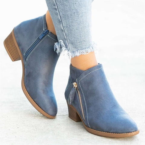 Women's comfortable & chic ankle boots featuring a practical zipper, great for daily stylish footwear.