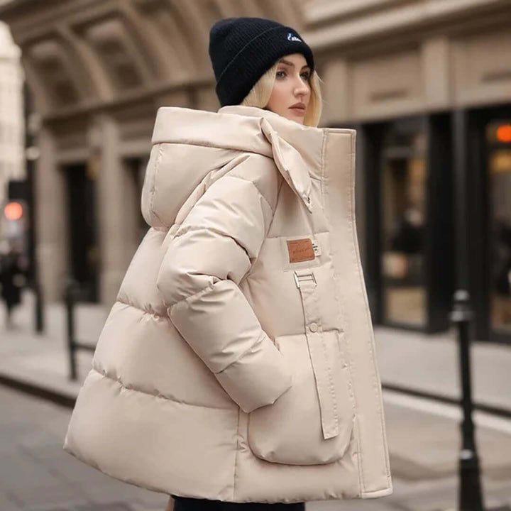 Cozy women's winter coat, ideal for everyday casual wear, offering warmth and a stylish look.