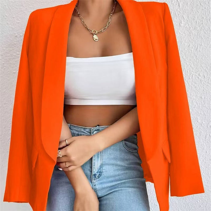 Stylish women's cream blazer, a polished fashion jacket perfect as chic outerwear for spring or fall.