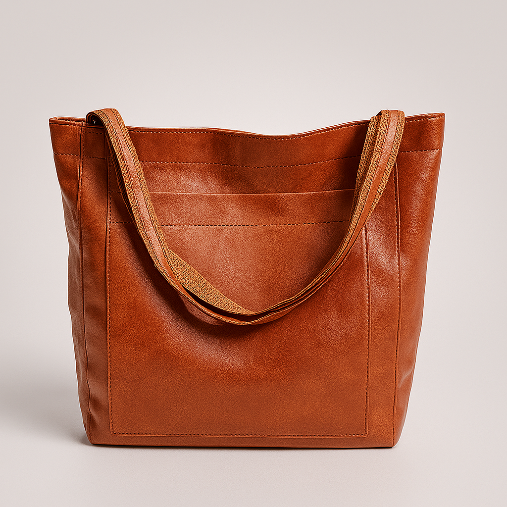 Chic women's faux leather tote shoulder bag. Spacious & versatile everyday handbag with minimalist style.