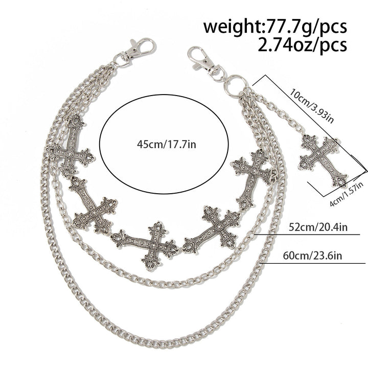 Chic women's chain belt with elegant cross pendants. Adjustable jewelry belt, a versatile fashion accessory.