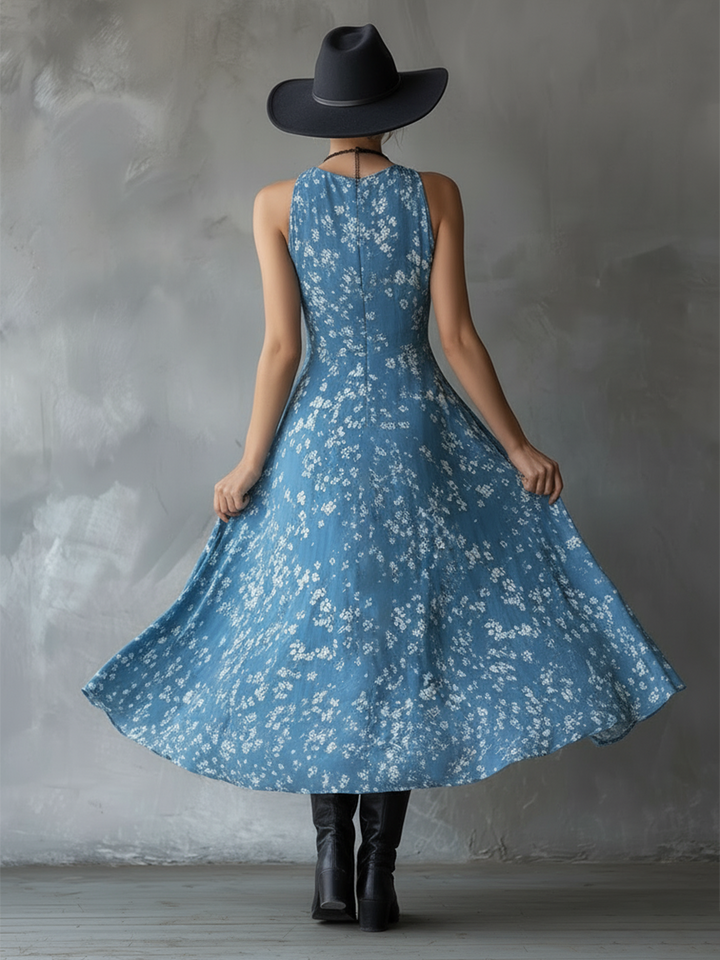 Flattering ruched halter dress for women, features a beautiful floral print and stylish asymmetrical hem.
