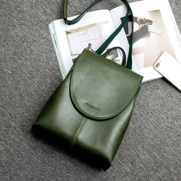 Modern women's chic leather backpack with adjustable straps, a versatile and essential travel bag.