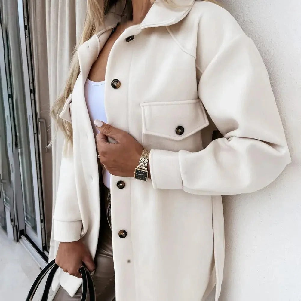 Chic women's outerwear jacket, slim-fit and stylish, perfect for lightweight mid-season layering.