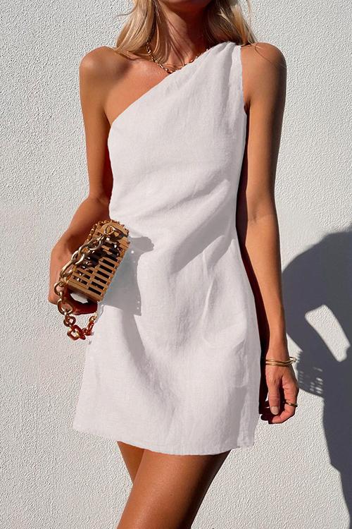 Stylish short one-shoulder women's dress. Breezy design for effortless summer style & comfort.