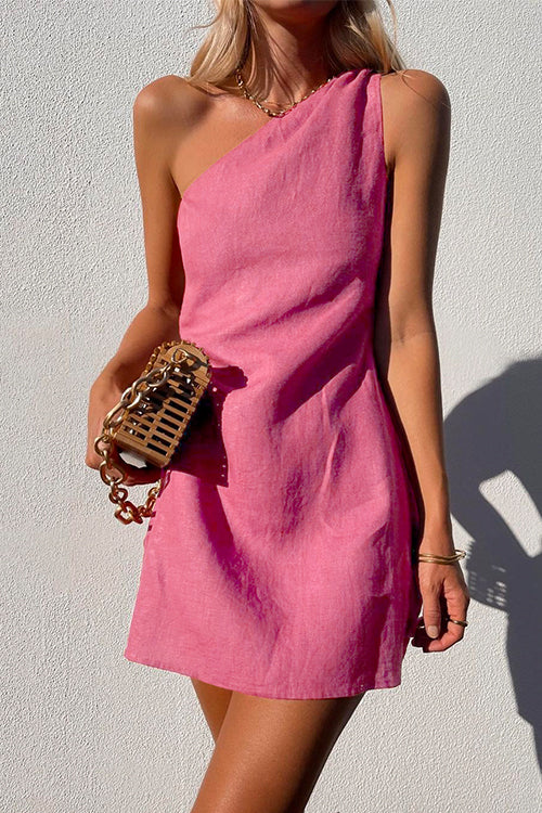 Versatile women's one-shoulder mini dress. Great for summer, parties, cocktails, or a stylish casual look.