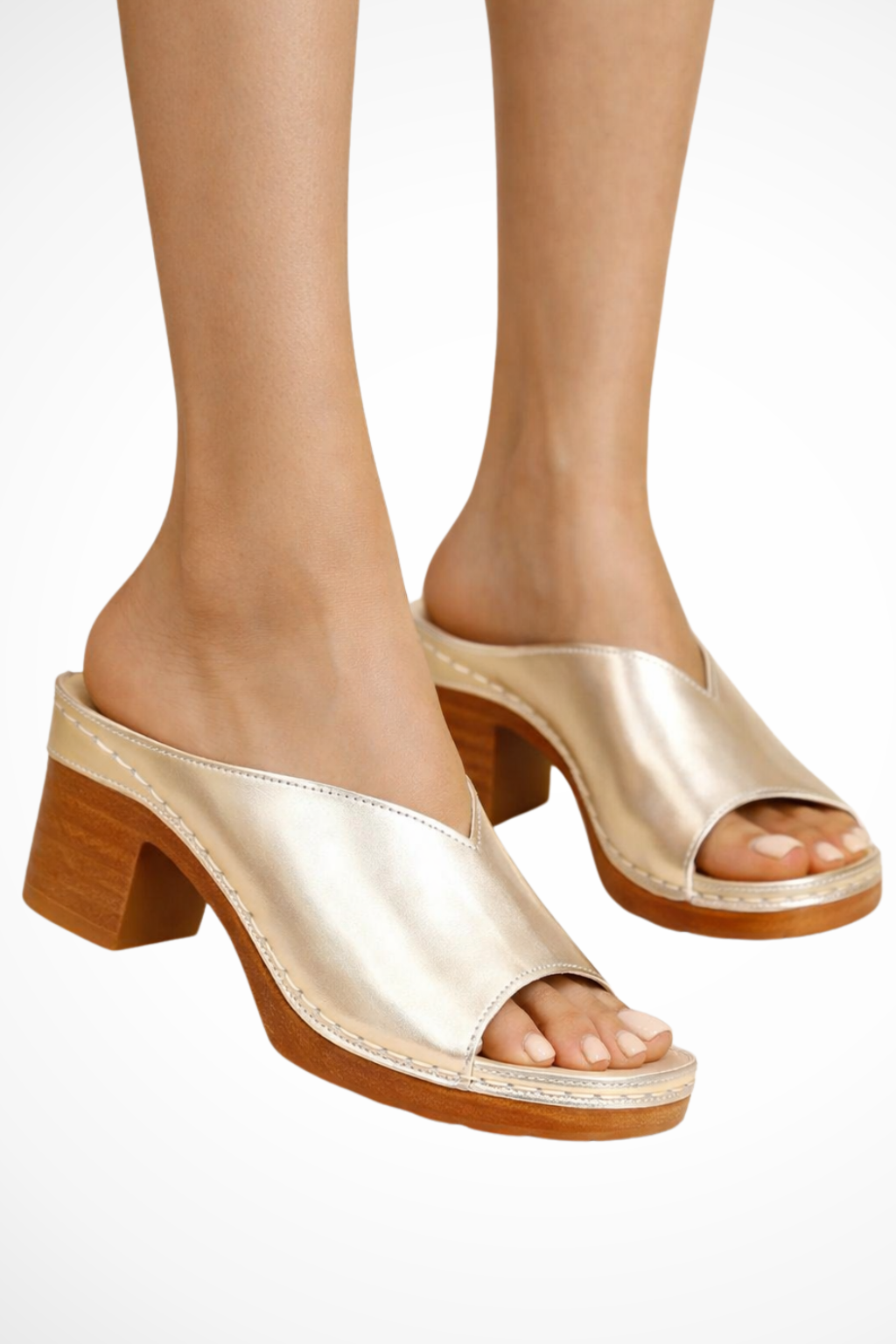 Effortless slip-on women's open toe mules with a sturdy block heel. Comfortable and chic for any occasion.
