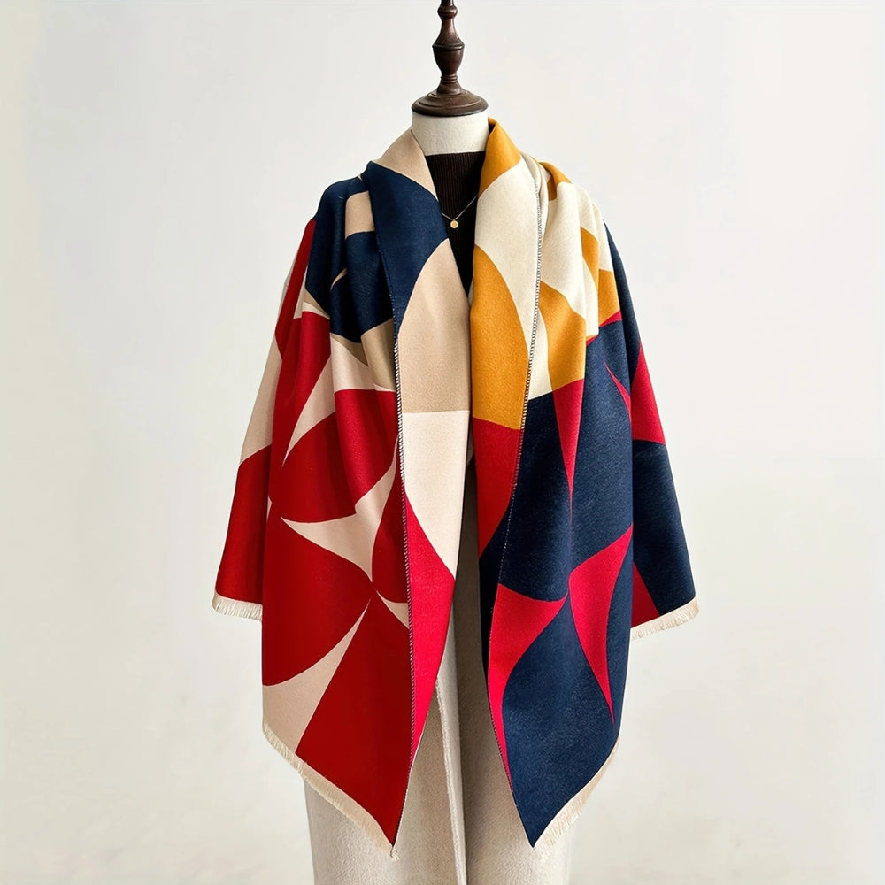Stylish women's reversible poncho scarf. A versatile, cozy accessory for any layering fashion look.