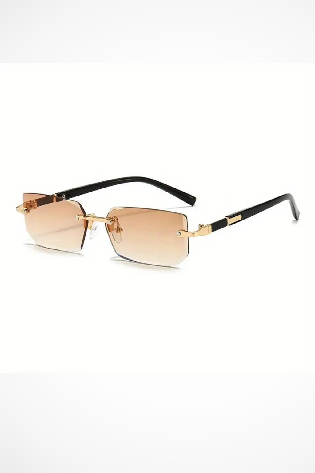 Simple yet chic women's rimless rectangle sunglasses, a modern fashion eyewear accessory.