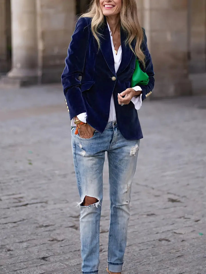 Premium women's single button tailored blazer, perfect for elegant office and sophisticated wear.