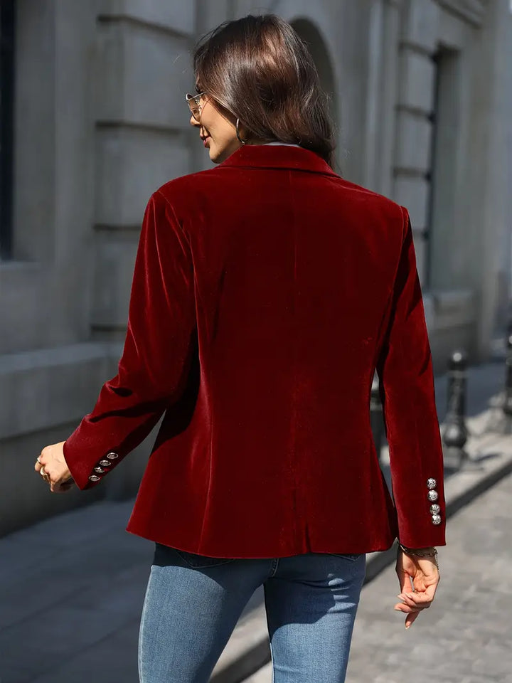 Effortlessly chic women's single button blazer, tailored for versatile office to formal looks.