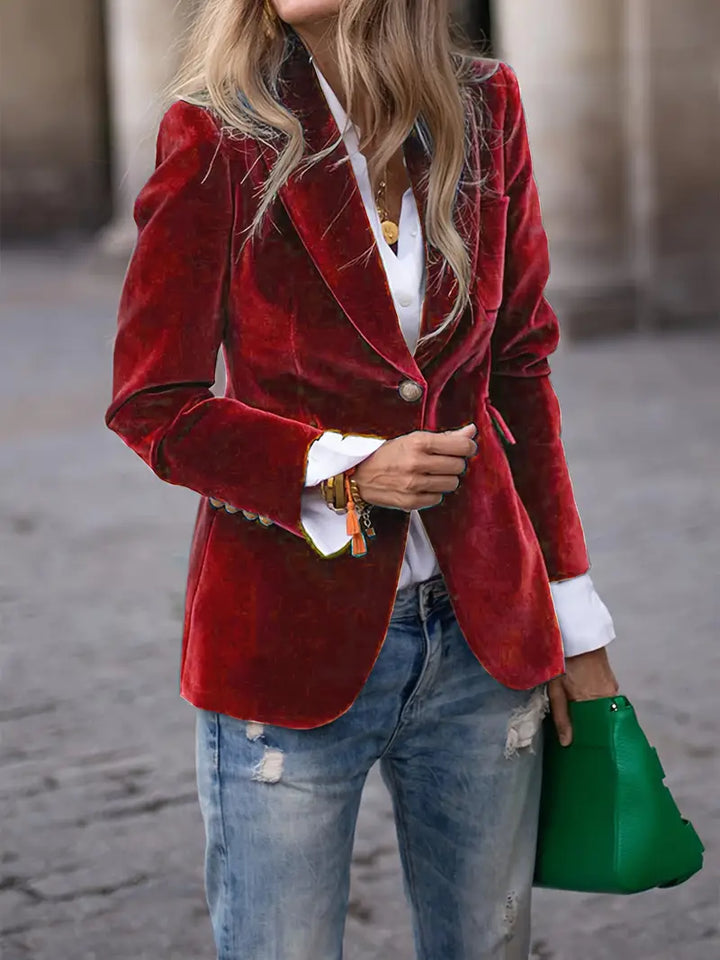 Sophisticated women's single button blazer, a must-have for modern office wear and business attire.