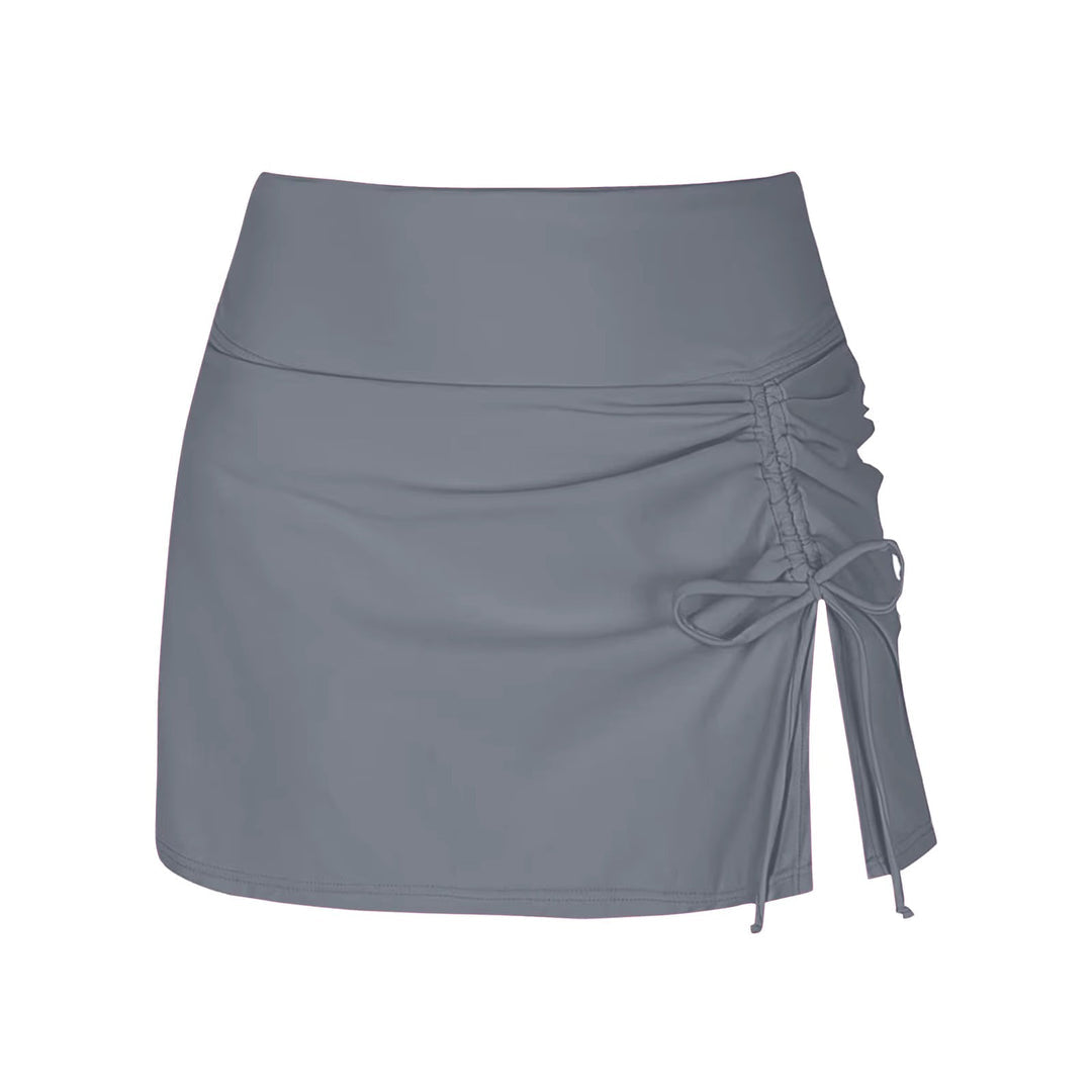 Comfortable women's swim shorts with adjustable waist & fashionable side slits. Perfect summer beachwear.