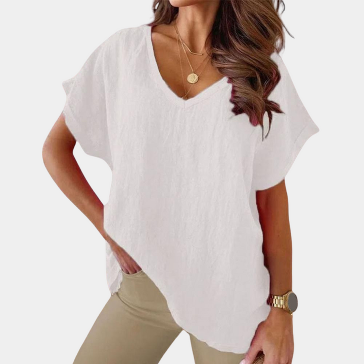 Contemporary women's t-shirt, offering an effortless chic look & comfortable relaxed fit for versatile everyday wear.