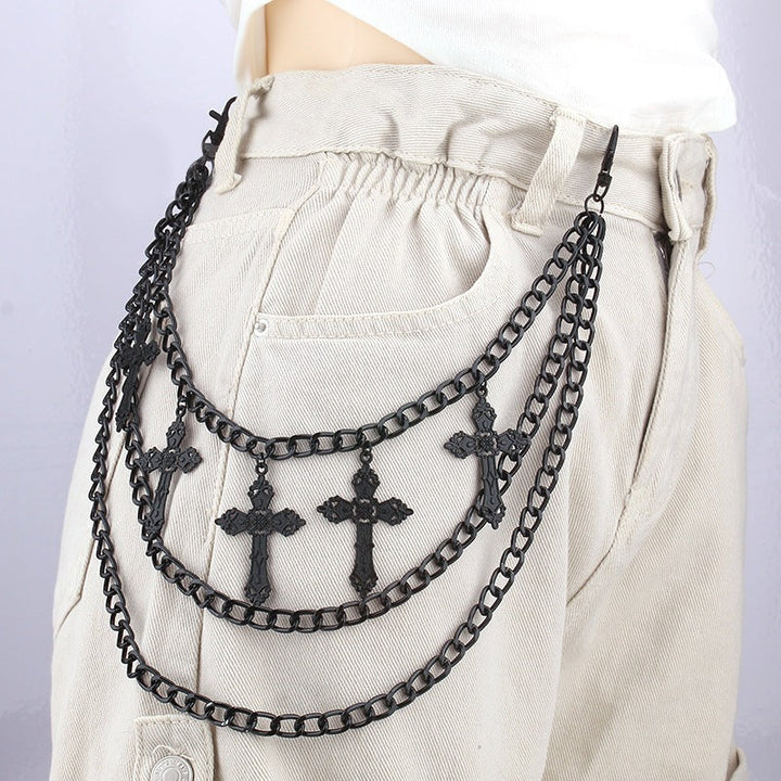 Elegant women's triple chain belt, a chic fashion statement piece for dresses & tunics. Trendy accessory.