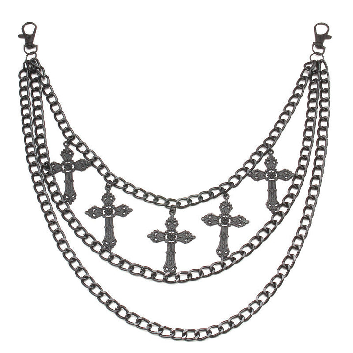 Trendy women's gold-tone triple chain belt, a stylish waist or hip accessory for modern fashion looks.