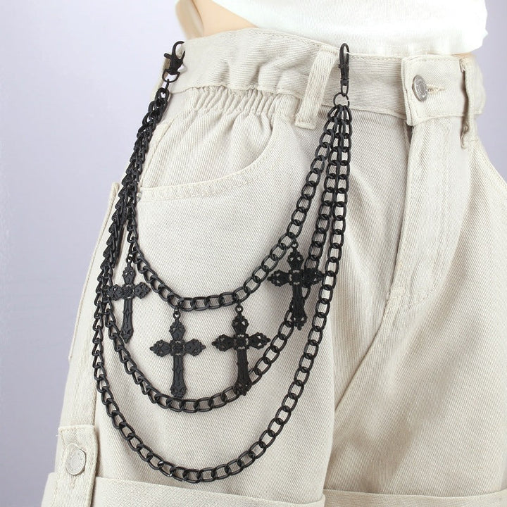 Trendy women's triple chain hip belt, a stylish statement accessory for skirts, dresses, or jeans.