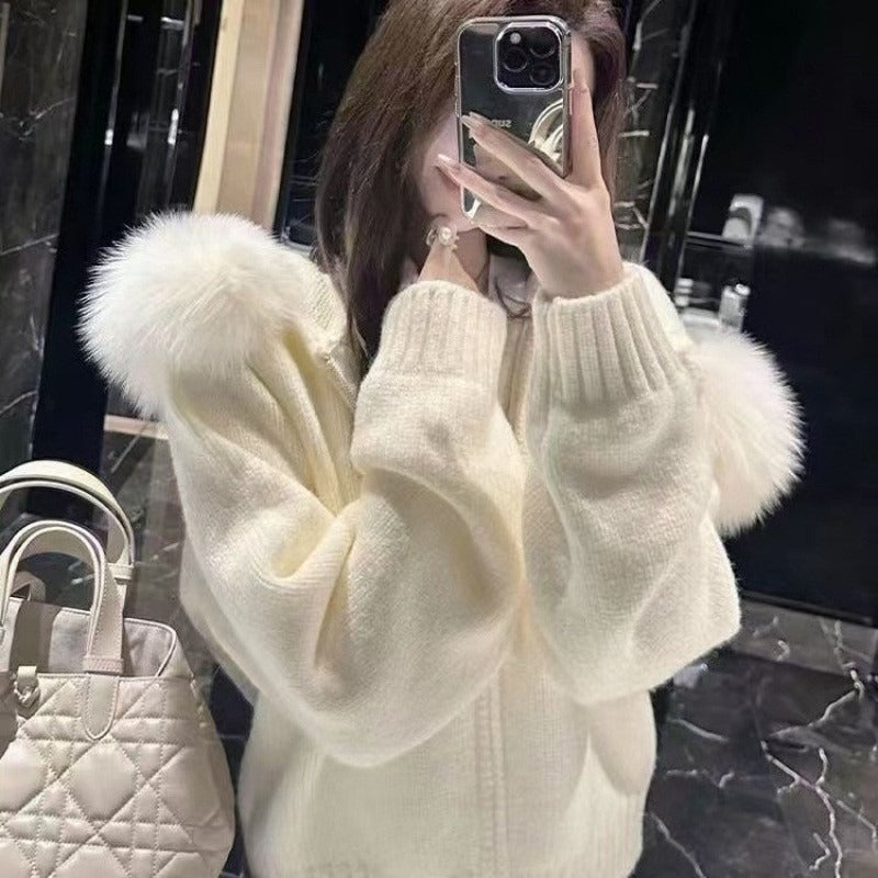 Chic women's winter jacket with luxurious faux fur hood. Warm, elegant, & stylish outerwear for cold weather.