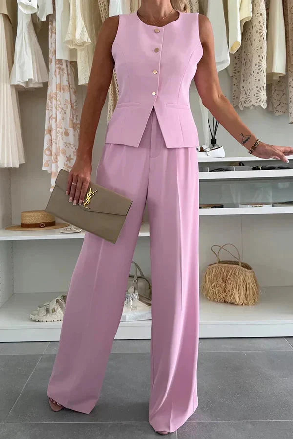 Black women's elegant co-ord set. Comfortable two-piece matching outfit, perfect for chic casual wear.