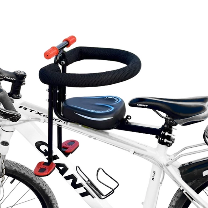 Kids bike seat for family cycling adventures, perfect for toddlers to enjoy outdoor rides safely with parents.