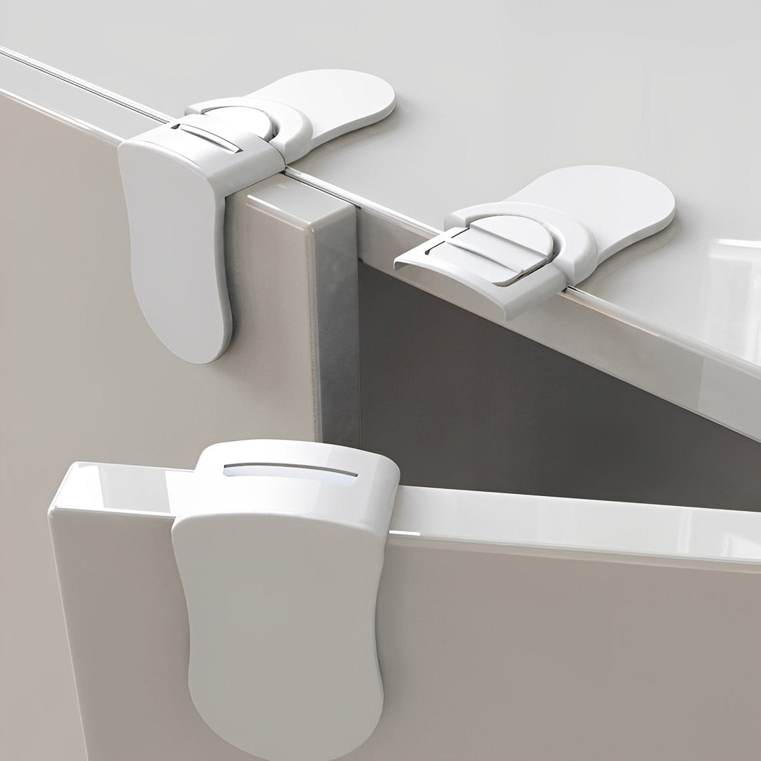 Child safety cabinet locks for baby proofing drawers & furniture. Keep toddlers safe from kitchen hazards.