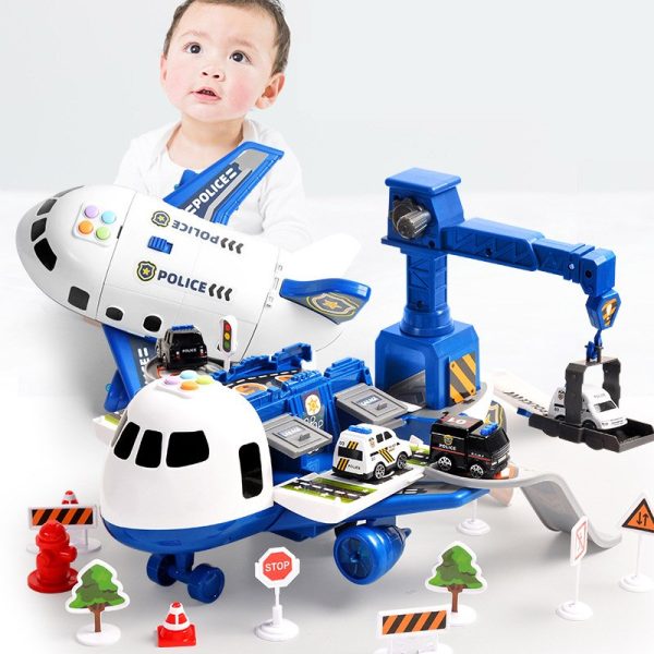 Firefighter & police adventure airplane playset for kids, inspiring exciting role-play city adventures.