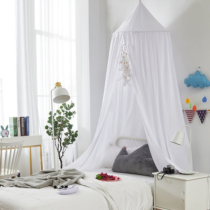 Polyester blackout bed canopy for children, a stylish and functional nursery decor item.