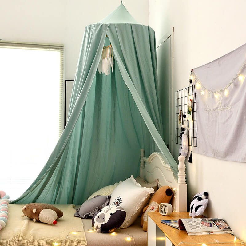 Cozy black bed canopy for kids, ensures peaceful sleep and a private, imaginative play space.
