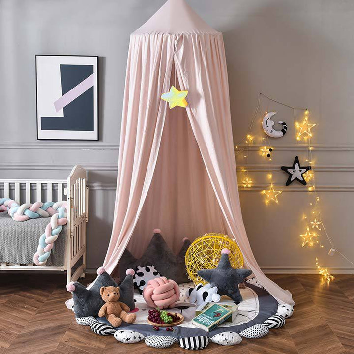 Whimsical blackout canopy for kids, perfect for a peaceful sleep environment and imaginative games.