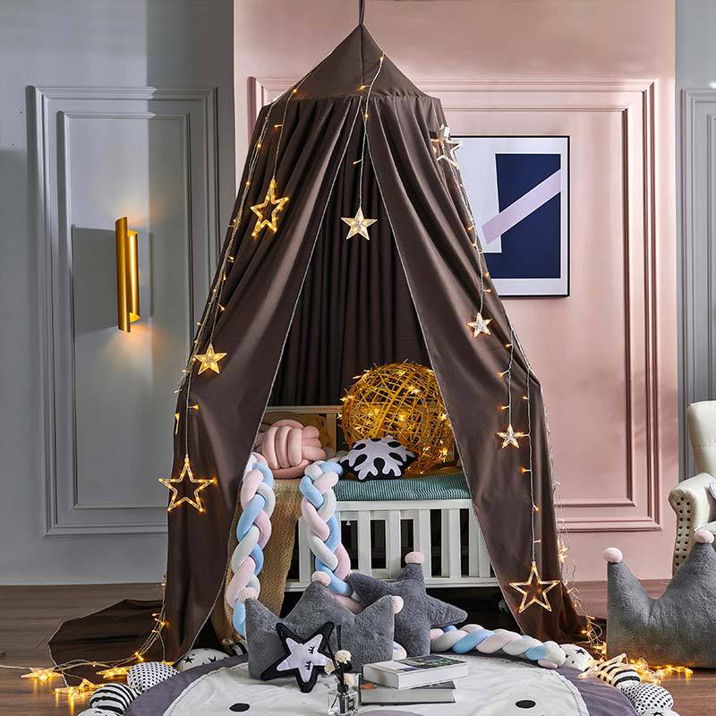 Polyester black bed canopy for kids, ensuring peaceful sleep and an enchanting play experience.