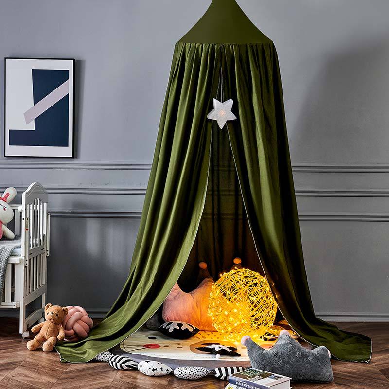 Cozy kids' bed canopy, creating a dark, peaceful sleep environment & imaginative play zone.