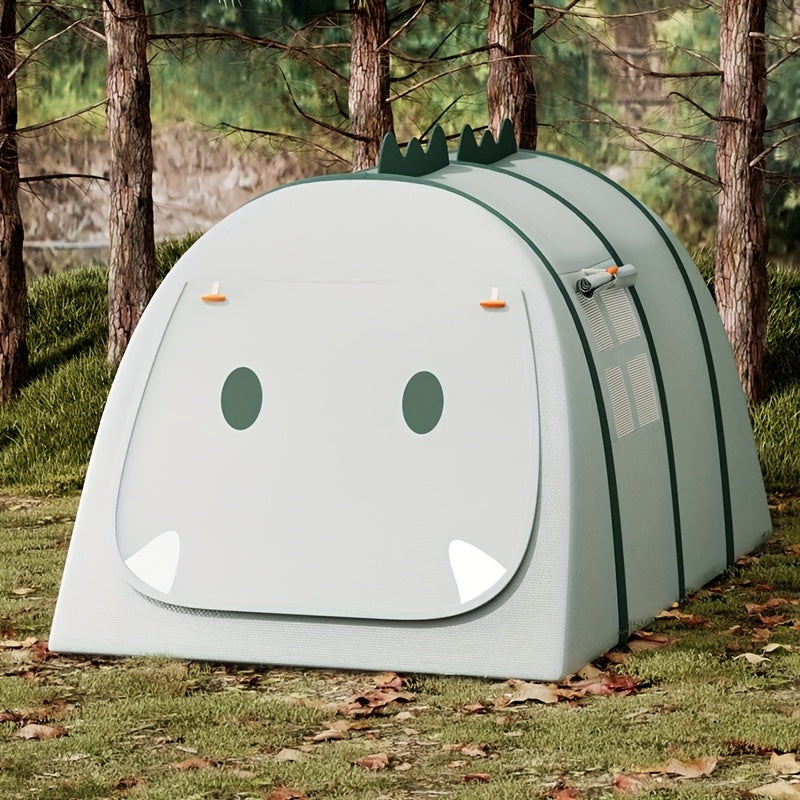 Children's dinosaur play tent, foldable for indoor/outdoor fun, inspiring imaginative play.