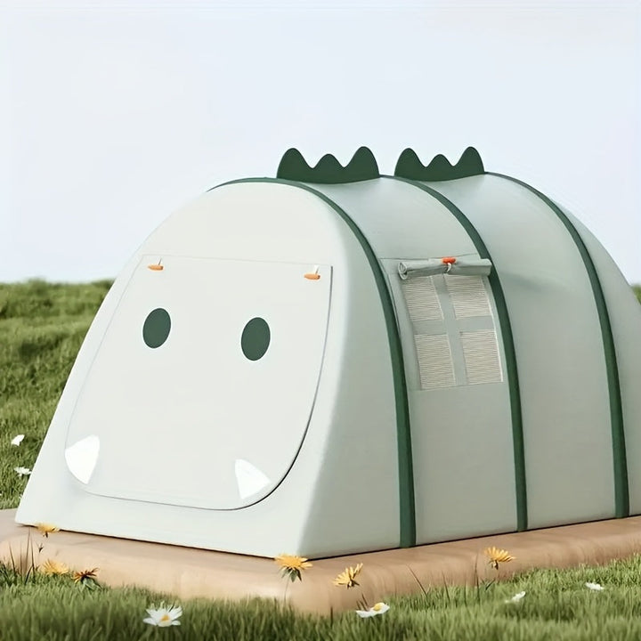Toddler's dinosaur play tent, encouraging imaginative indoor & outdoor fun for young kids.