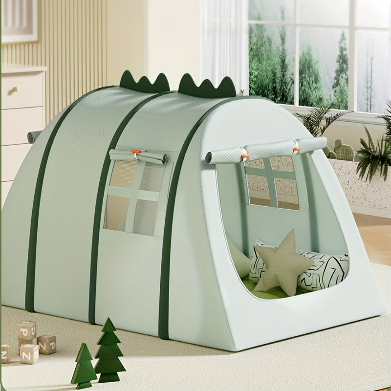 Vibrant dinosaur pop-up play tent for children, ideal for imaginative indoor and outdoor adventures.