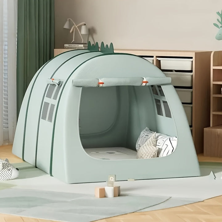 Durable children's dinosaur play tent, foldable and easy to set up for indoor/outdoor imaginative fun.