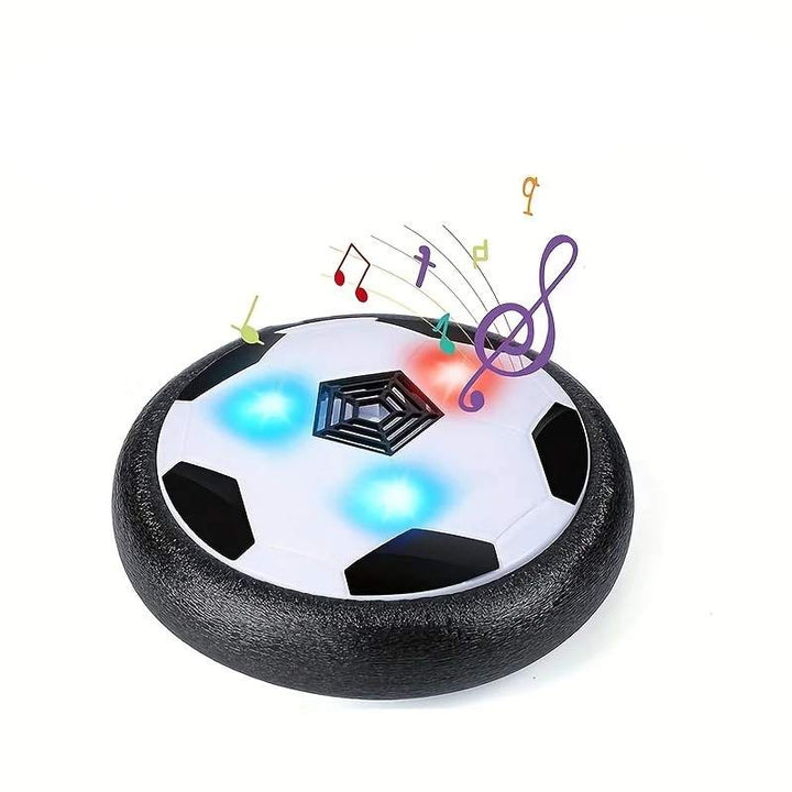 Interactive electric floating football toy with music & lights; safe indoor active play for children & family fun.