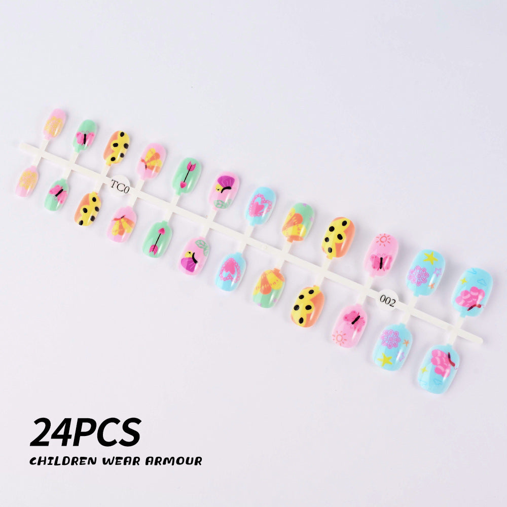 Colorful children's press-on nails, perfect for temporary nail art and playtime.