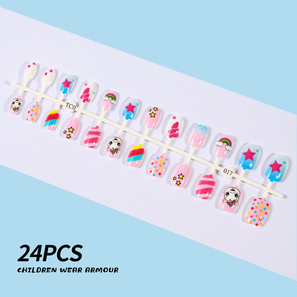 Kids' temporary fake nails, press-on for easy application and creative nail art.