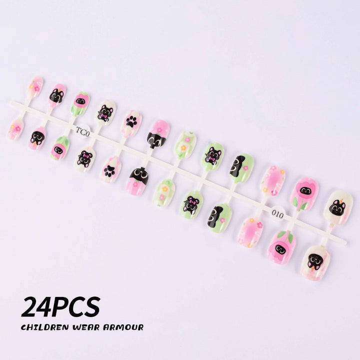 Temporary press-on nails for kids' manicure, safe, easy apply & colorful nail art.
