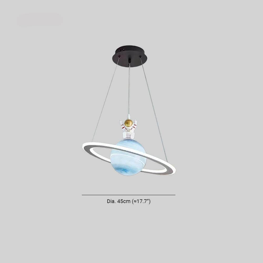 Modern LED planet pendant light, a unique and energy-efficient children's ceiling lamp.