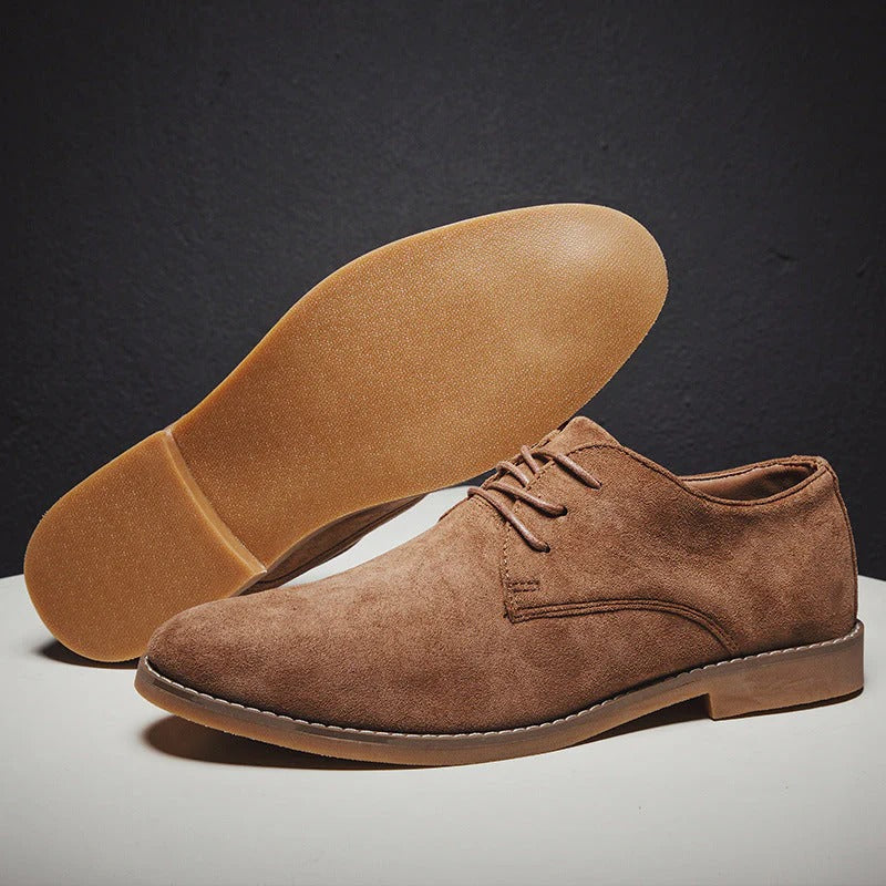 Men's formal lace-up khaki dress shoes, perfect elegant footwear for weddings, business & occasions.